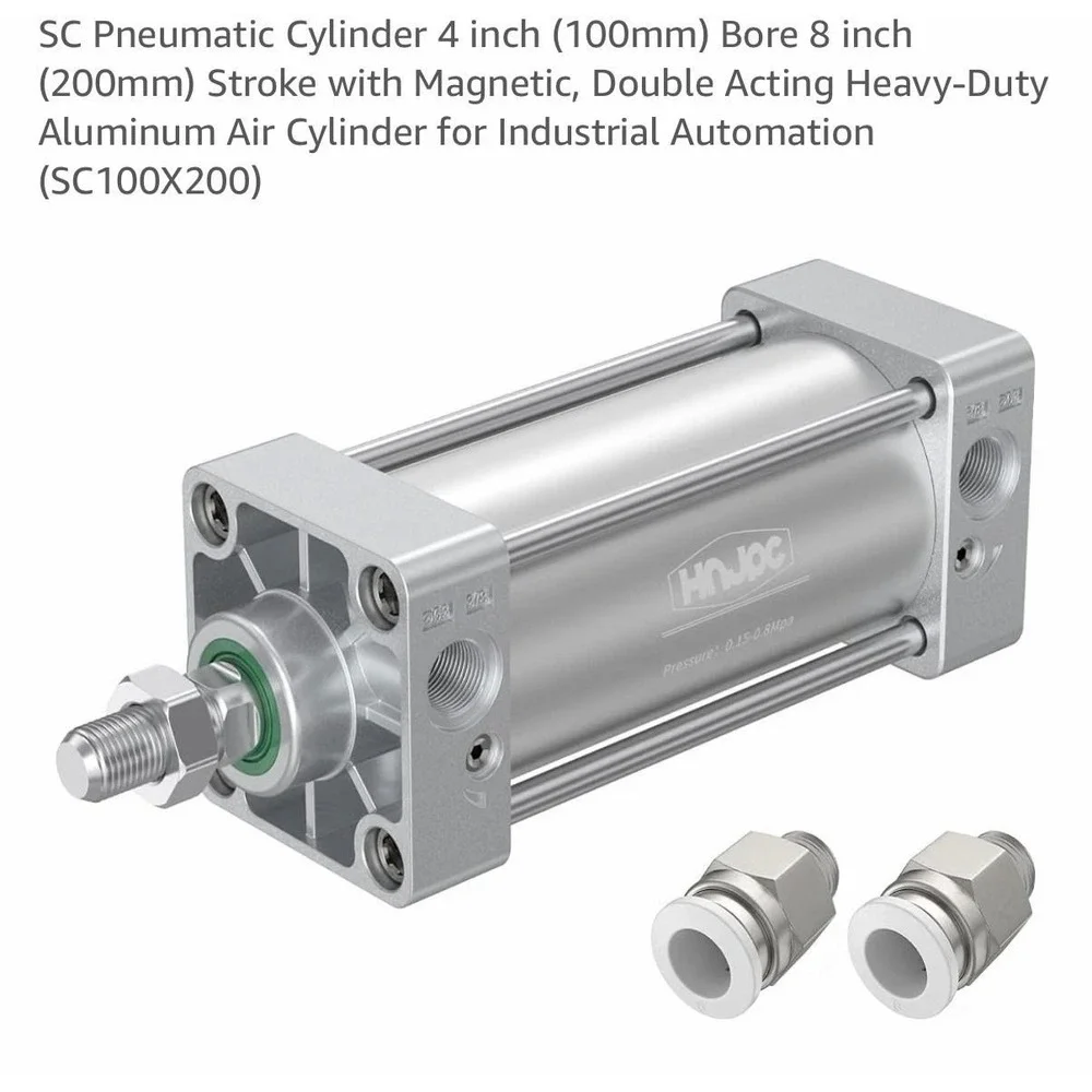 SC100-200 Pneumatic Air Cylinder 100mm Bore 200mm Stroke Double Acting Aluminum